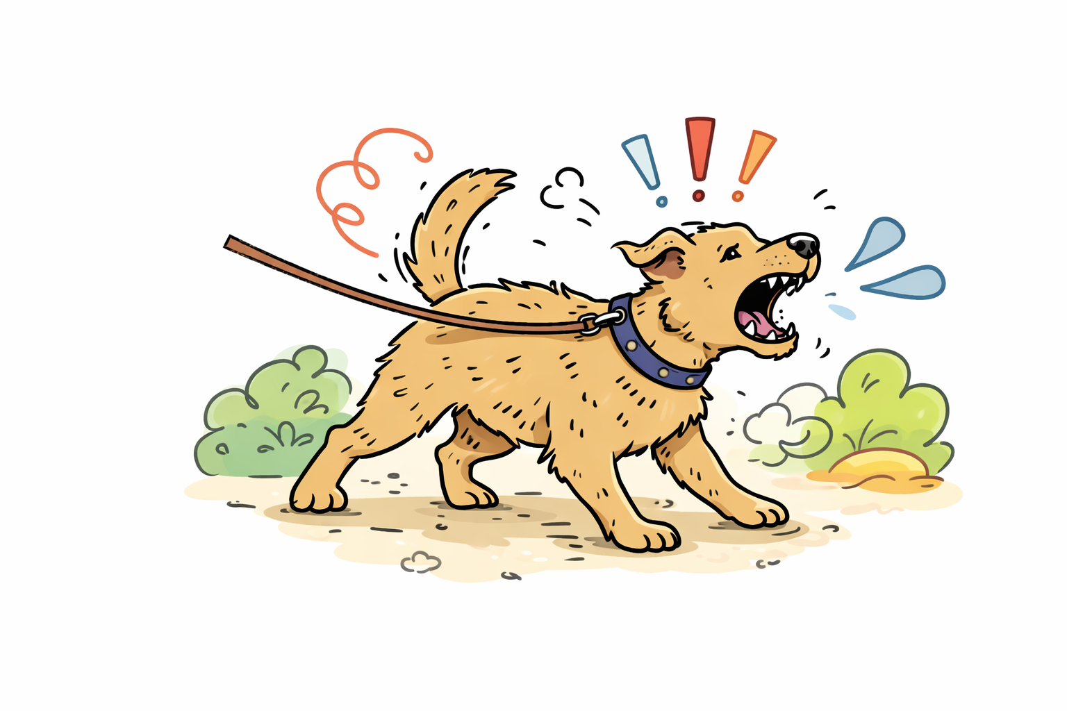 Angry dog on a leash barking